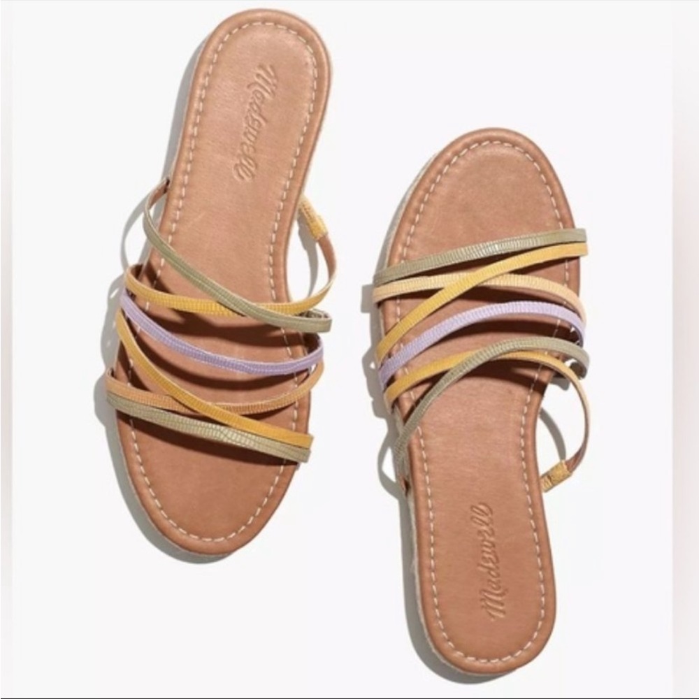 Madewell leather Kathryn embossed snake espadrille slide sandal size 9.5